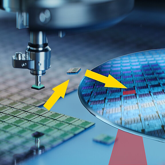 Laser Assisted Bonding von Halbleiterbauteilen auf einem Wafer